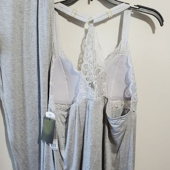 Daisy Fuentes Grey lace razorback 2pc lounge wear pajamas plus size 2X new - Picture 6 of 7